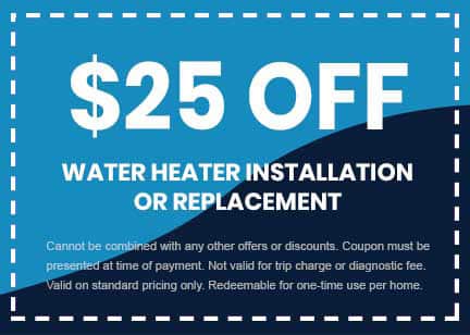 discount coupon on water heater installation or replacement